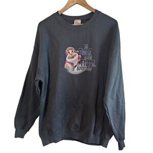 Disney Store Vintage Snow White Grumpy Sweatshirt Womens XL Black 90s Cartoons
